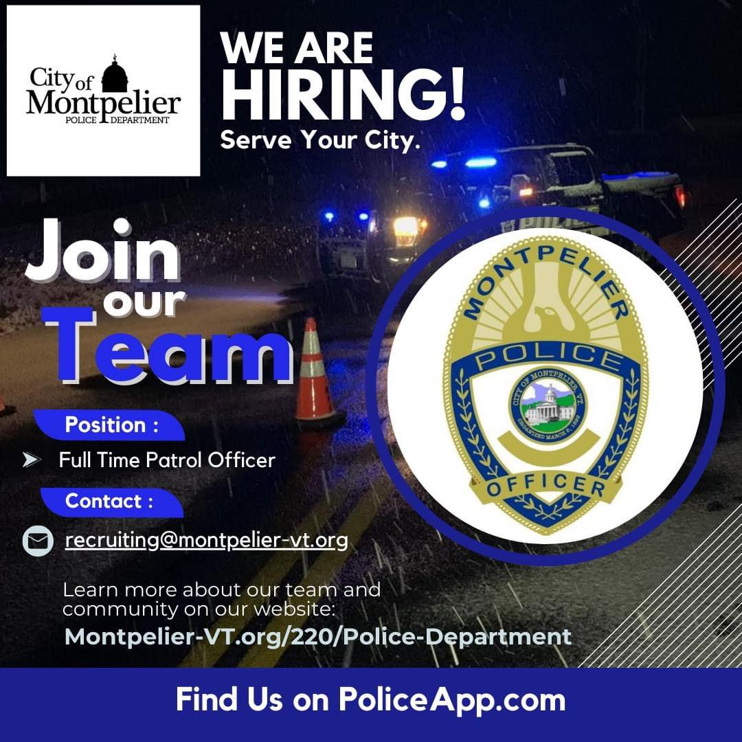 City of Montpelier Police Department, VT Police Jobs