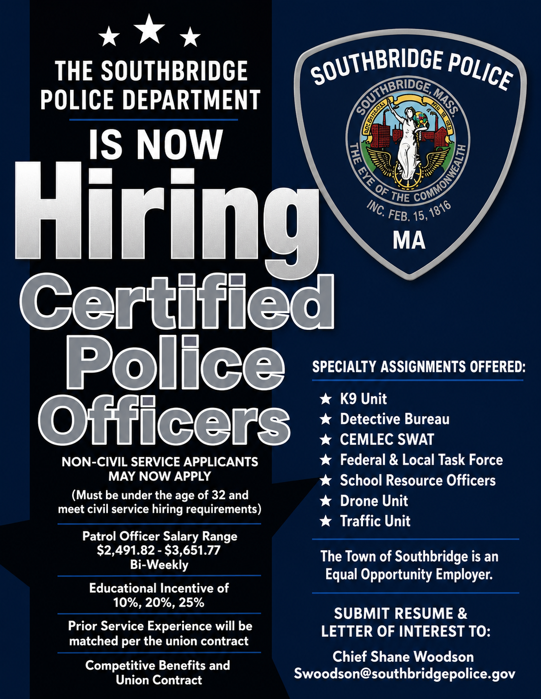 Southbridge Police Department, MA Police Jobs